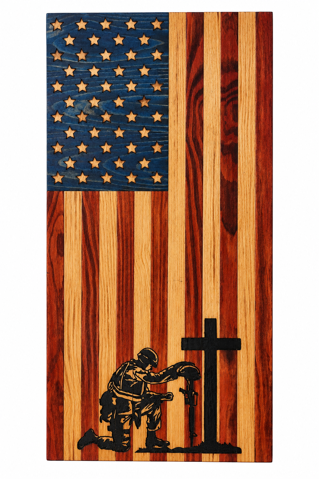 Hand-Carved American Flag – Wall Decor